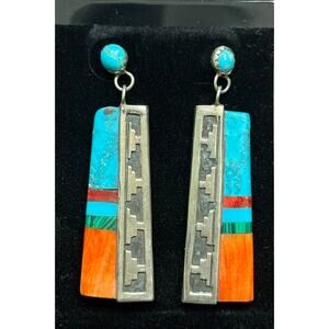 Vintage EJ Navajo Turqoiuse Dangle Earrings
